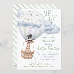 Convite Giraffe Hot Air Balloon Chá Por Mail