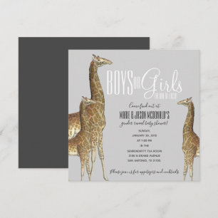 Convite giraffe safari GENDER REVEAL chá de fraldas gême