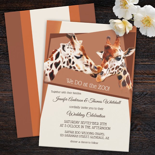 Convite Giraffes Safari Zoo Wedding Invitation (Criador carregado)