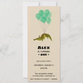 Convite Girando uma festa de aniversário do crocodilo