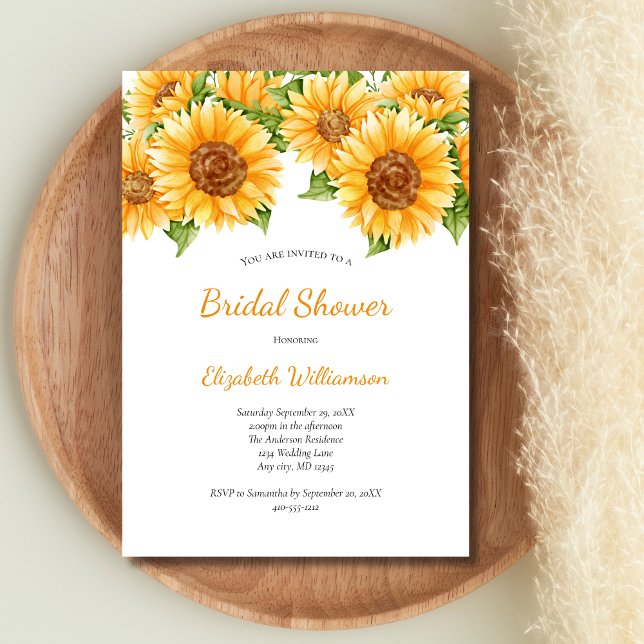 Convite Girassóis Amarelo Chá de panela Russo Floral (Sunflowers Yellow Floral Bridal Shower invitation. Digital Instant download or printed.)
