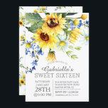 Convite Girassóis Amarelos e Cheios de flores Doce 16<br><div class="desc">16 anos,  16 anos,  16 anos,  convite com lindos girassóis amarelos e buquê floral margarida.  Na moda e doce convite de festas 16.</div>