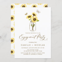 Girassóis Amarelos na Festa de noivado Mason Jar