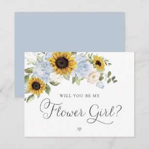 Convite Girassóis Azul Poeirento Verdura Flor Menina Casam