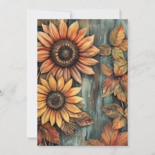 Convite Girassóis Caem Outono Deixa Mídia Mistura