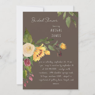 Convite Girassóis castanhos em Chá de panela de Sangue