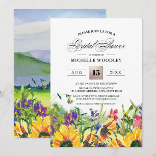 Convite  Girassóis  Chá de panela de Prados Selvagens de