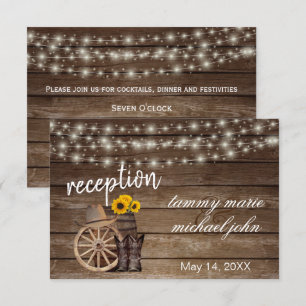 Convite Girassóis de Barril de Madeira do Campo - Recepção