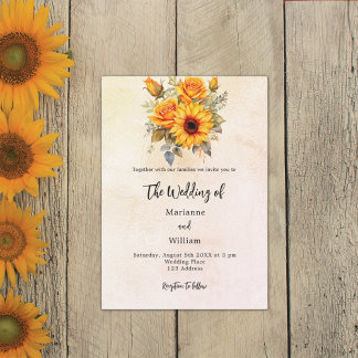 Convite Girassóis de castigo verde-amarelo-rústico