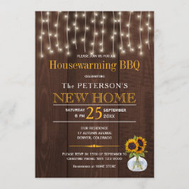 Convite Girassóis de cordas luzes outono churrasco