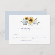 Girassóis Dusty Blue Hydrangea Casamento RSVP