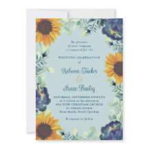 Girassóis e Flores Azuis Casamento Floral Verde