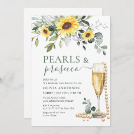 Convite Girassóis Elegantes Eucalyptus PEARLS & Prosecco