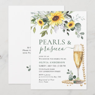 Convite Girassóis Elegantes Eucalyptus PEARLS & Prosecco