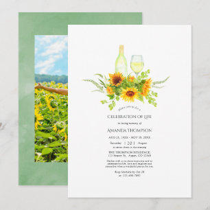 Convite Girassóis em Aquarela Vinho Celebração da Vida Em