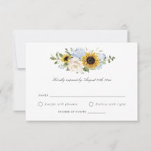 Girassóis Flores Azuis Empoeiradas RSVP Casamento