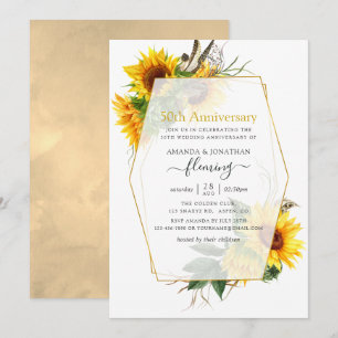 Convite Girassóis Geométrico 50º Aniversário de Casamento