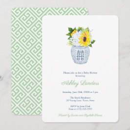 Convite Girassóis Ginger Jar Gênero Chá de fraldas neutro