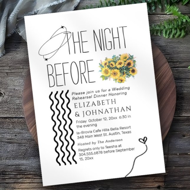 Convite Girassóis - Manuscrito Mínimo Na Noite Anterior (Criador carregado)