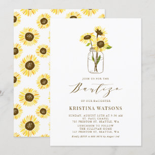 Convite Girassóis no verão Bautizo do frasco de pedreiro