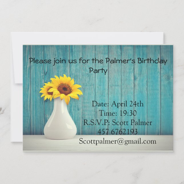 Convite Girassóis num vaso (Frente)