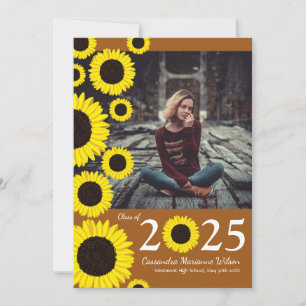 Convite Girassóis País Pó Graduação Laranja