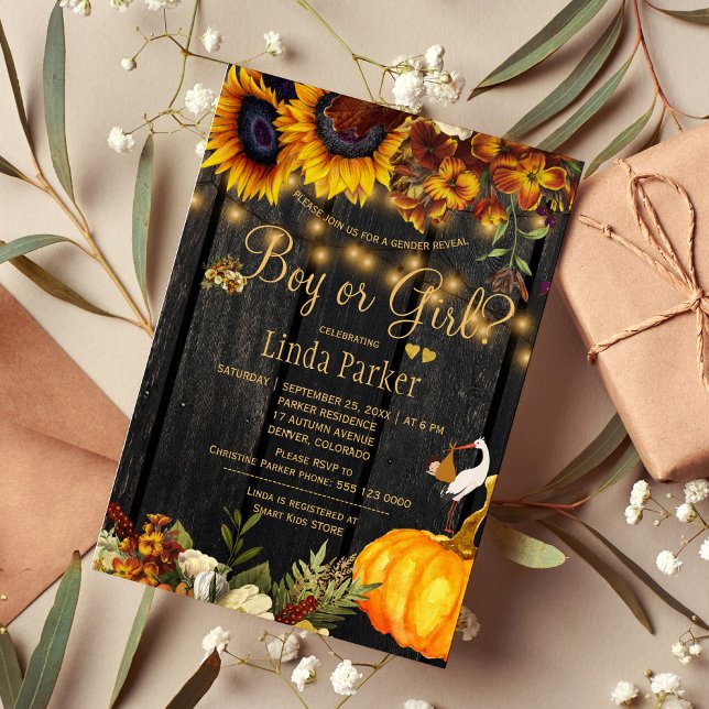 Convite Girassóis russos caem gênero chá de fraldas revela (Criador carregado)