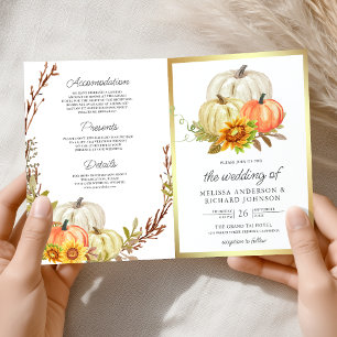 Convite Girassóis Rústicos Código QR Casamento Abóbora