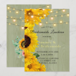 Convite Girassóis Sage Wood Lights Bridesmaids Lunchee
