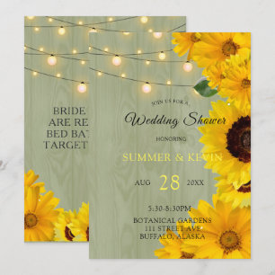 Convite Girassóis Sage Wood Lights Chá de casamento