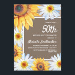 Convite Girassóis White Daisies Burlap 50th Birthday<br><div class="desc">Girassóis amarelos e castanhos russos e margaridas brancas com lindas folhas verdes no convite de aniversário 50º para mulheres. Perfeito para as comemorações do verão ou do outono. Entre em contato conosco para obter ajuda com a personalização ou para solicitar produtos correspondentes.</div>