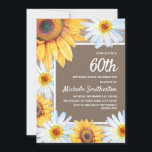 Convite Girassóis White Daisies Burlap 60º aniversário<br><div class="desc">Girassóis amarelos e castanhos russos e margaridas brancas com lindas folhas verdes no convite de aniversário 60º para mulheres. Perfeito para as comemorações do verão ou do outono. Entre em contato conosco para obter ajuda com a personalização ou para solicitar produtos correspondentes.</div>