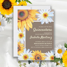 Girassóis White Daisies Burlap Quinceañera 15