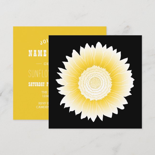 Convite girassol amarelo (Frente/Verso)