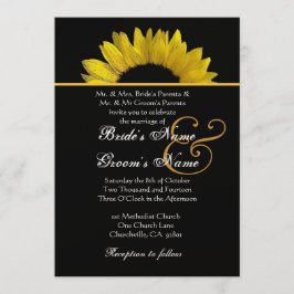 Convite Girassol amarelo e preto que Wedding o papel
