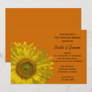 Convite Girassol Amarelo em Poste Laranja Brunch Pós-Casam