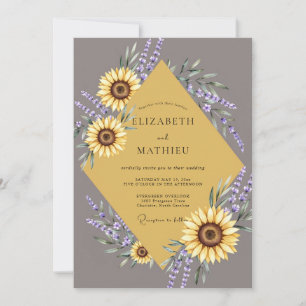 Convite Girassol Amarelo Lavanda Eucalipto Casamento