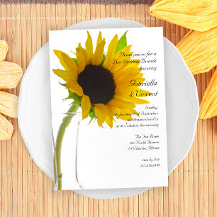 Convite Girassol Amarelo no Brunch de Casamento do Poste B