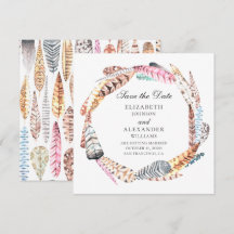 Girassol de penas. Salve a data de casamento boho