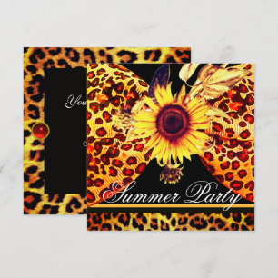 CONVITE GIRASSOL E ARCO DE PELO DE LEOPARDO FESTA DE VERÃO