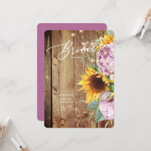 Convite Girassol e Fuchsia Chá de panela russo arredondado