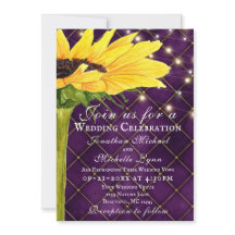 Girassol e Luzes em Púrpura em Um Casamento