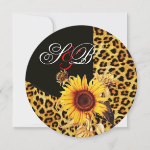 CONVITE GIRASSOL, FITA PELE DE LEOPARDO, GEMA RUBI VERMELH