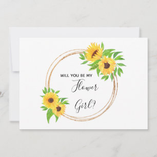 Convite Girassol Floral Amarelo Você Será Minha Dama de Fl