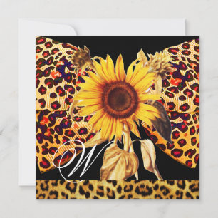 CONVITE GIRASSOL, LACINHO PELO DE LEOPARDO PARA FESTA DE V