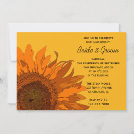 Convite Girassol Laranja na Festa de noivado Amarela