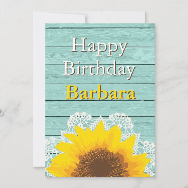 Convite Girassol, rendas e madeira personalizados (Frente)