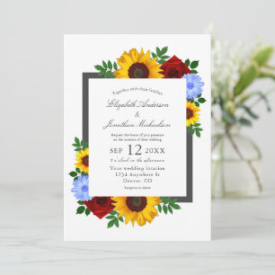 Convite Girassol Rosa Outono Floral Casamento