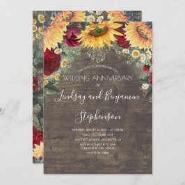 Convite Girassol Rosa Vermelha de Borgonha Casamento Anive