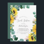 Convite Girassol Russo Eucalyptus Doce Dezesseis Aniversár<br><div class="desc">Este doce eucalipto de girassol rústico,  16 anos,  é perfeito para uma festa de aniversário do 16º país. O design floral boêmico apresenta girassóis amarelos,  flores cor-de-rosa pinceladas e verde-caçador de eucalipto verde em aquarela com um elegante e moderno sentimento de bolho.</div>